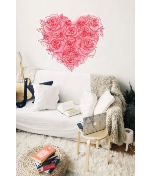 Декоративна інтер'єрна наклейка самоклейка Серце з троянд