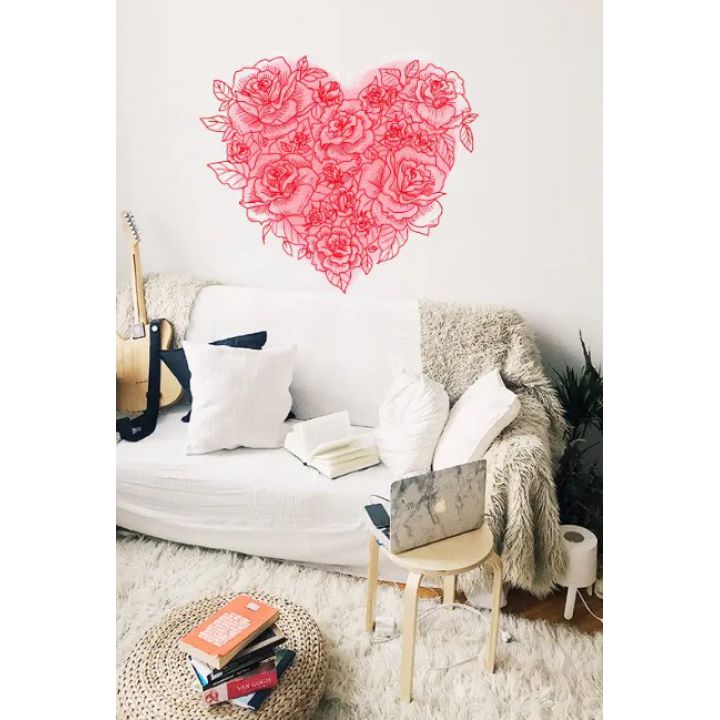 Декоративна інтер'єрна наклейка самоклейка Серце з троянд