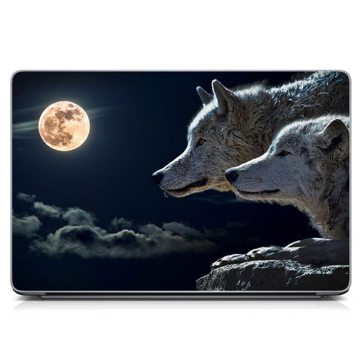 Універсальна наклейка для ноутбука 15.6"-13.3" Пара вовків Матовий 380х250 мм