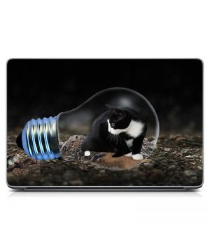 Виниловый стикер на ноутбук Кот в лампочке Матовый
