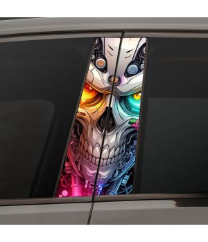 Наклейки на стійки дверей авто - Robotic glowing scull