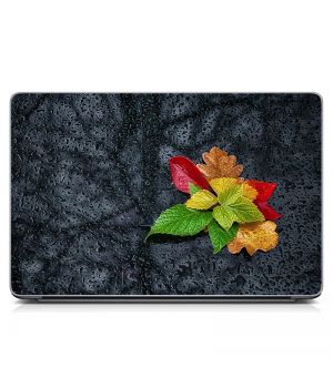 Виниловый стикер на ноутбук Разноцветные листья Матовый
