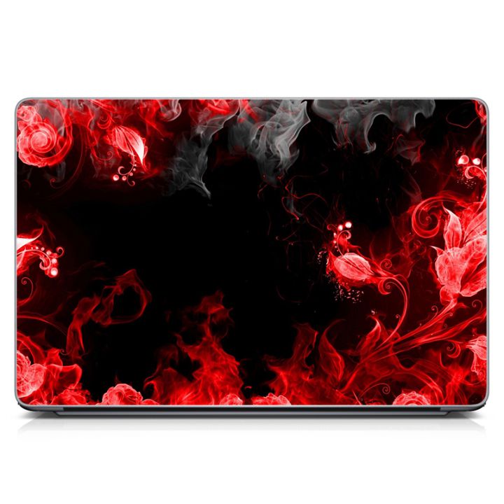 Универсальная наклейка на ноутбук 15.6"-13.3" Черно-красная абстракция Матовая 380х250 мм