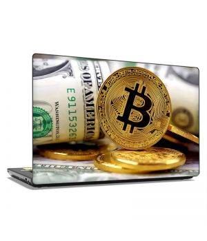 13.3"-15.6" Универсальная наклейка на ноутбук Bitcoin or dollar, 380х250 мм