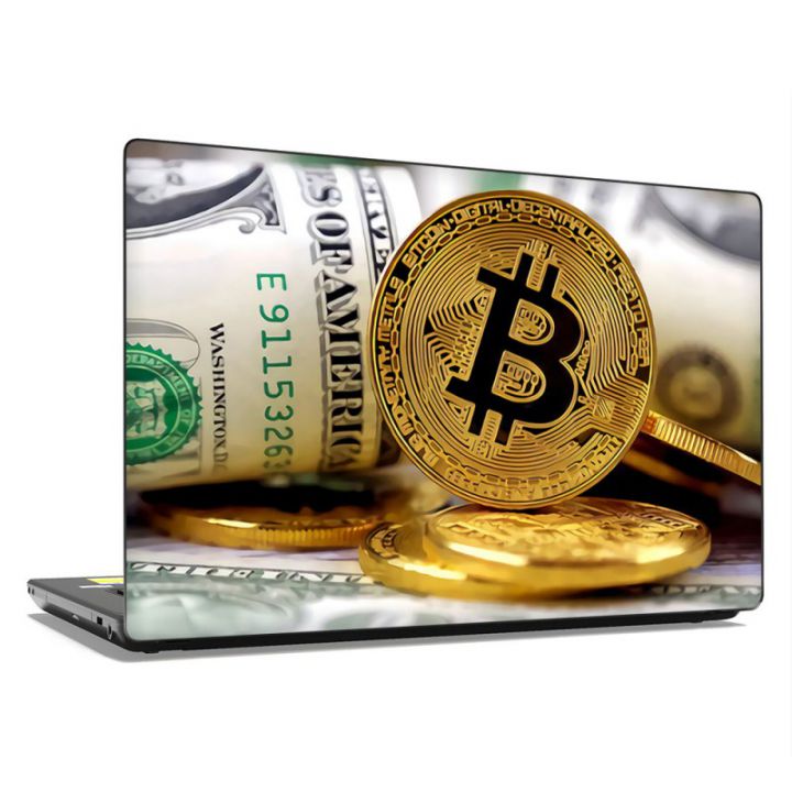 13.3"-15.6” Універсальна наклейка на ноутбук Bitcoin or dollar, 380х250 мм