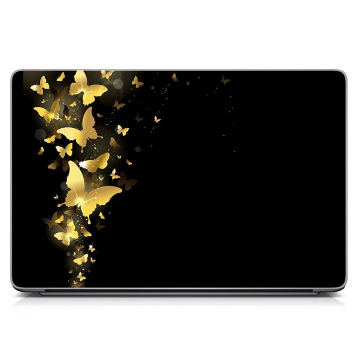 Універсальна наклейка для ноутбука 15.6"-13.3" Золоті метелики Матова 380х250 мм