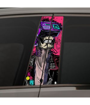 Наклейки на стійки дверей авто - Cyberpunk skull punk dude