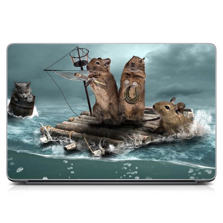 Виниловый стикер на ноутбук Хомячки в плавании Матовый