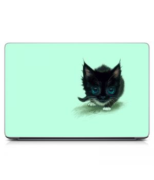 Виниловая наклейка для ноута Черный котенок Матовая
