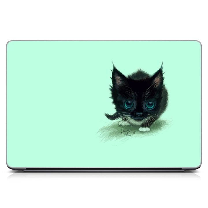 Вінілова наклейка для ноута Чорне кошеня Матова
