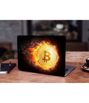 13.3"-15.6" Универсальная наклейка на ноутбук Burning bitcoin, 380х250 мм
