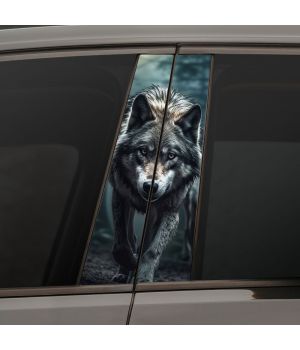 Наклейки на стійки дверей авто - Wolf in the forest
