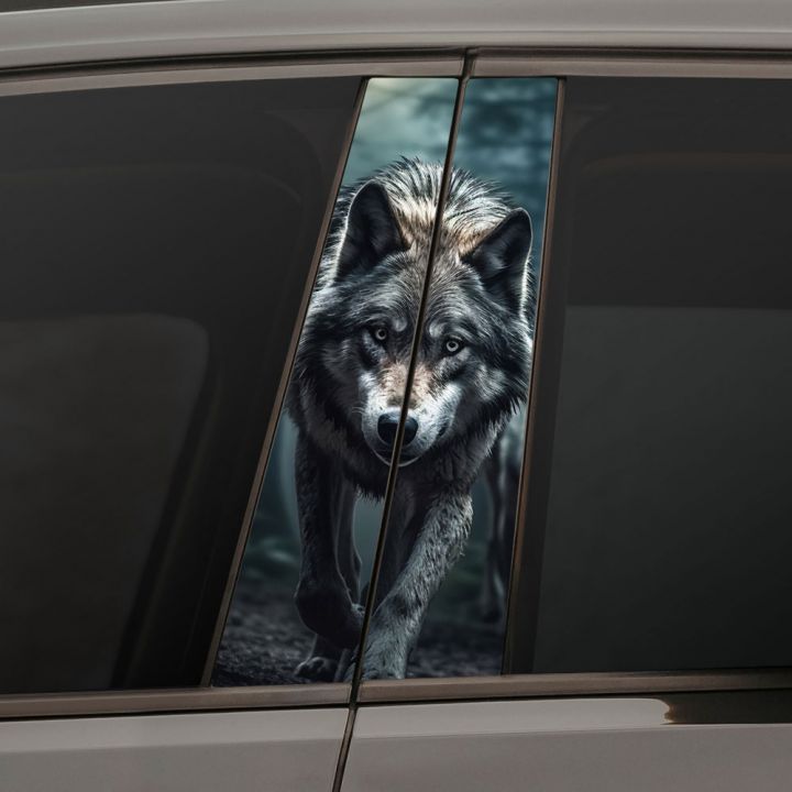 Наклейки на стійки дверей авто - Wolf in the forest