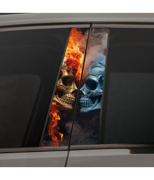 Наклейки на стійки дверей авто - Skeleton faces