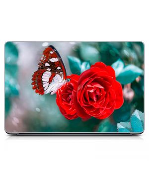 Универсальная наклейка на ноутбук 15.6"-13.3" Бабочка и роза Матовый 380х250 мм