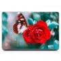 Универсальная наклейка на ноутбук 15.6"-13.3" Бабочка и роза Матовый 380х250 мм