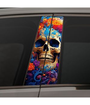 Наклейки на стійки дверей авто - Skull art style