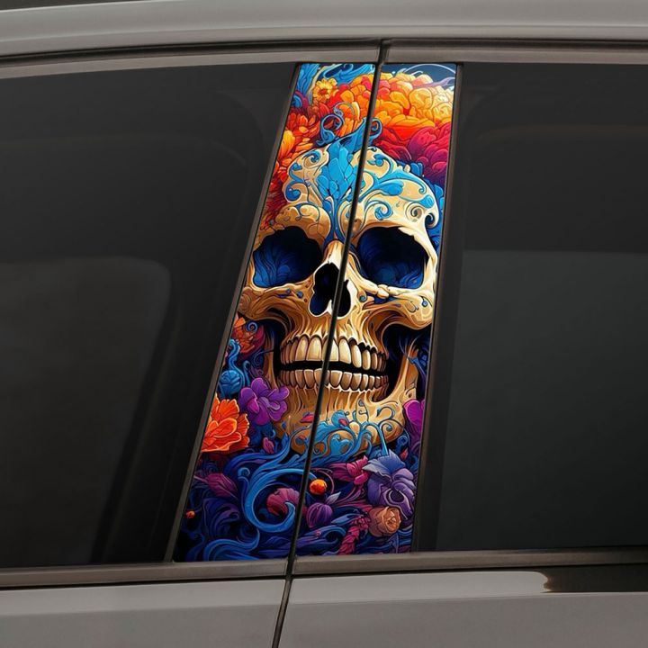 Наклейки на стійки дверей авто - Skull art style