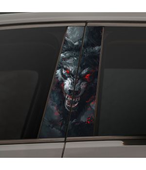 Наклейки на стійки дверей авто - Angry wolf