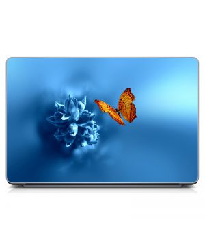 Универсальная наклейка на ноутбук 15.6"-13.3" Бабочка на цветочке Матовая 380х250 мм