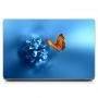 Универсальная наклейка на ноутбук 15.6"-13.3" Бабочка на цветочке Матовая 380х250 мм