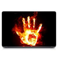 Универсальная наклейка на ноутбук 15.6"-13.3" Огненная рука Матовая 380х250 мм