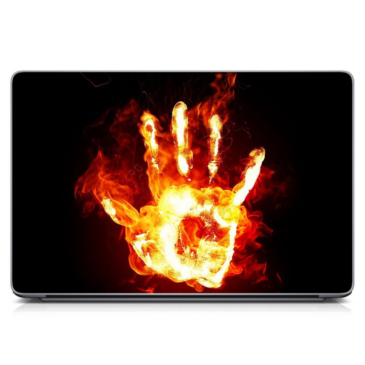 Универсальная наклейка на ноутбук 15.6"-13.3" Огненная рука Матовая 380х250 мм