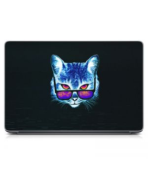 Универсальная наклейка на ноутбук 15.6"-13.3" Кот в очках Матовый 380х250 мм