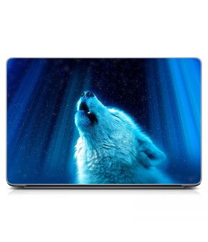 Универсальная наклейка на ноутбук 15.6"-13.3" Белый волк Матовый 380х250 мм