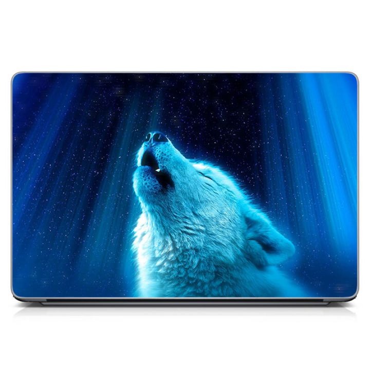 Универсальная наклейка на ноутбук 15.6"-13.3" Белый волк Матовый 380х250 мм