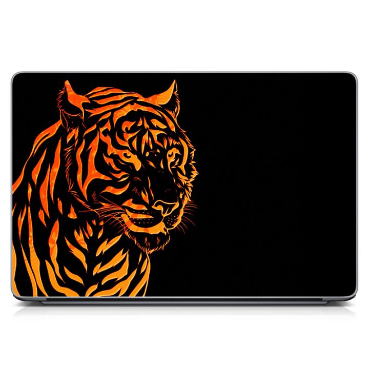 Универсальная наклейка на ноутбук 15.6"-13.3" Оранжевый тигр Матовая 380х250 мм