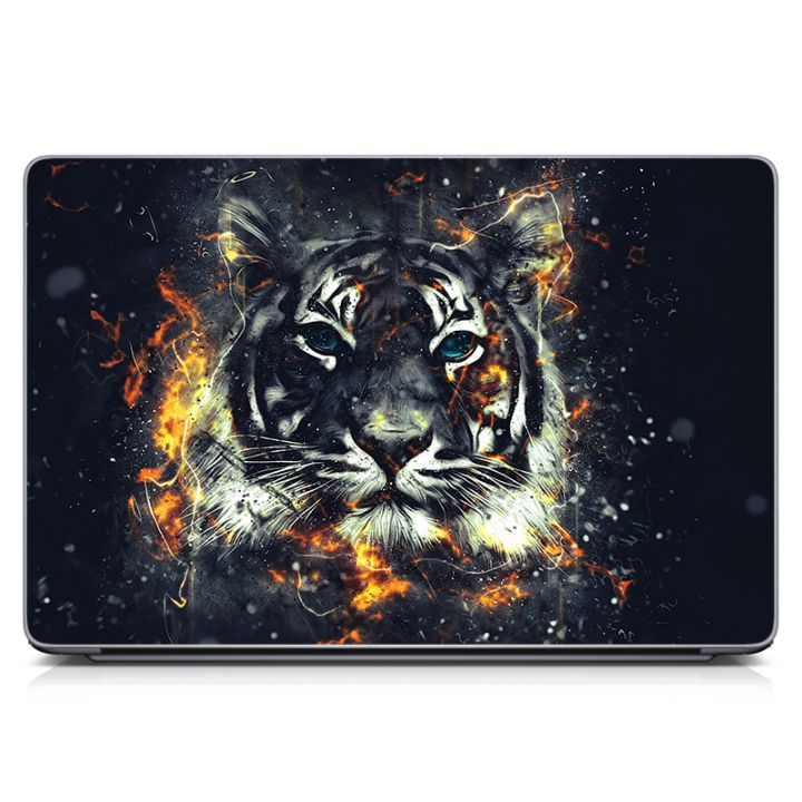 Универсальная наклейка на ноутбук 15.6"-13.3" Тигр, графит Матовая 380х250 мм