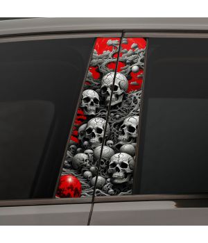 Наклейки на стійки дверей авто - Skull stone Japan