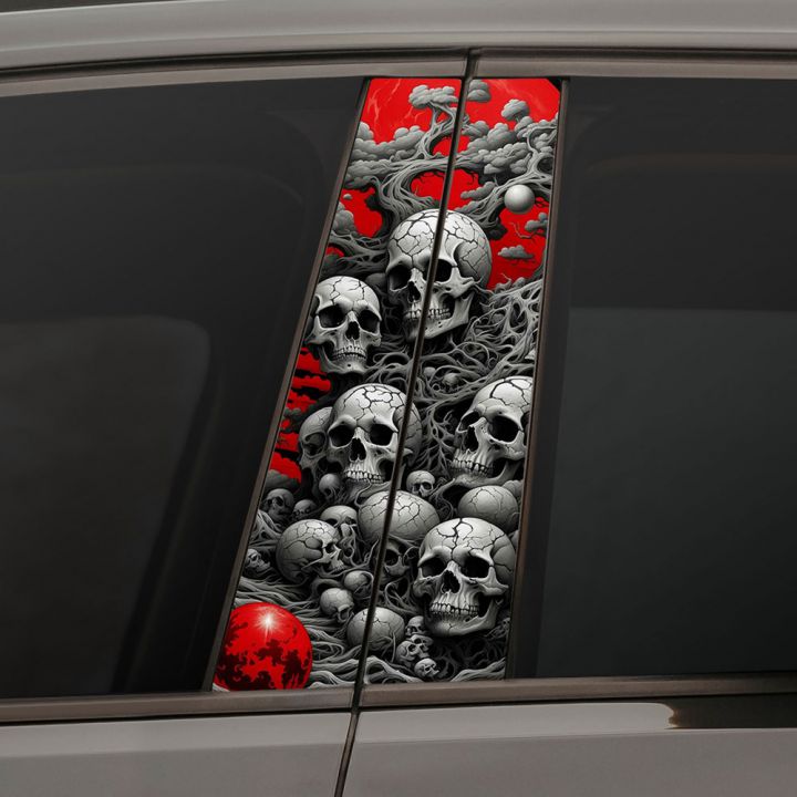 Наклейки на стійки дверей авто - Skull stone Japan