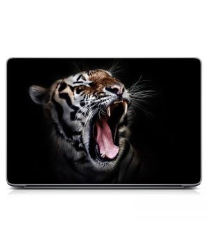 Універсальна наклейка для ноутбука 15.6"-13.3" Оскал тигра Матовий 380х250 мм