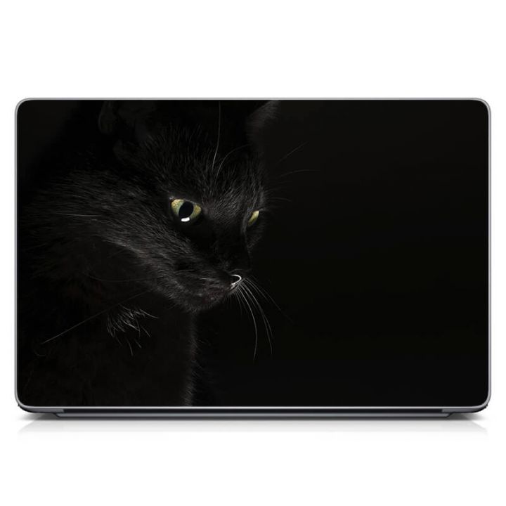 Виниловый стикер на ноутбук Черный кот Матовый