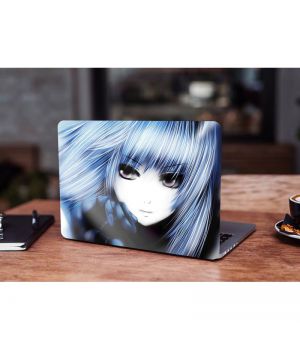 13.3"-15.6" Универсальная наклейка на ноутбук Little blue girl anime, 380х250 мм