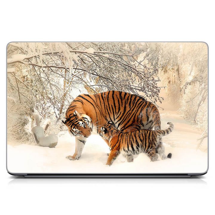 Универсальная наклейка на ноутбук 15.6"-13.3" Тигры Матовый 380х250 мм