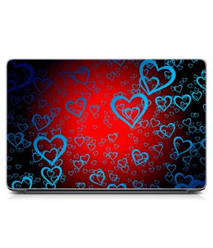 Виниловый стикер на ноутбук Синие сердечки Матовый