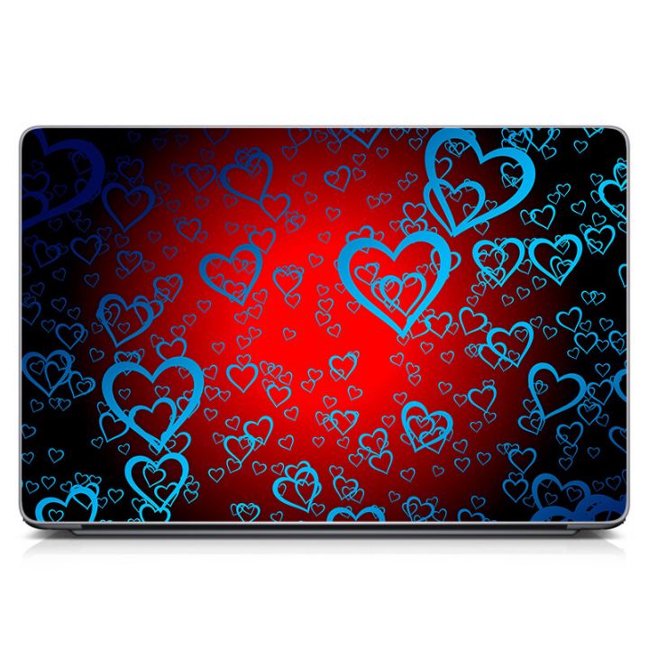 Вінілова наклейка на ноутбук Сині сердечка Матовий