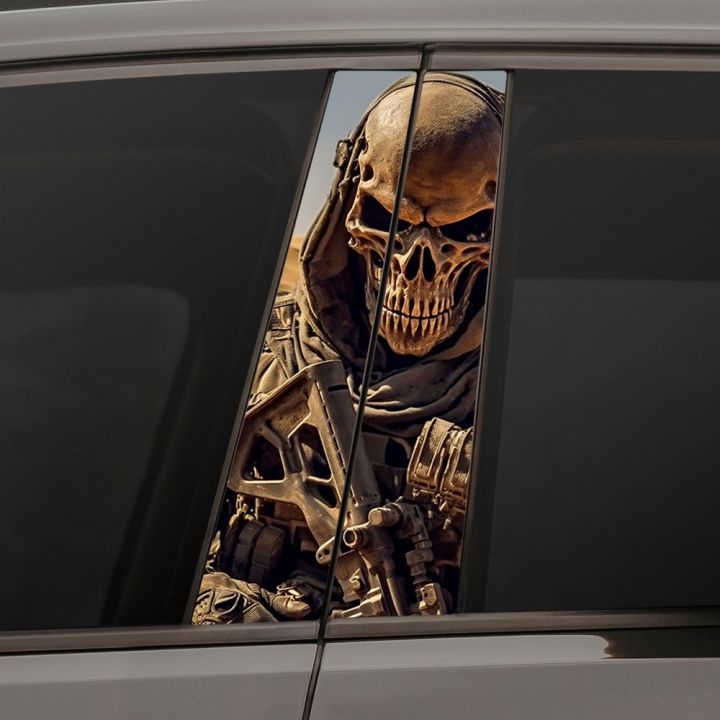 Наклейки на стійки дверей авто - Sniper scull