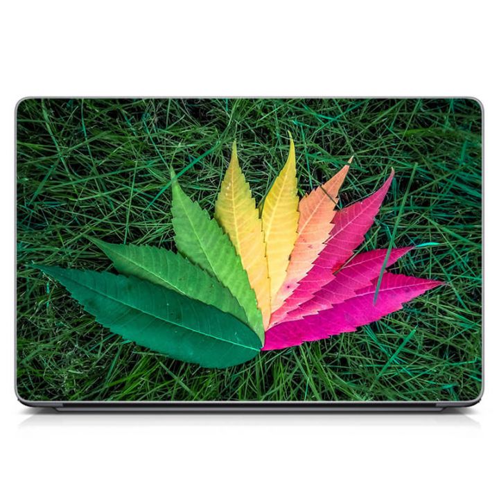 Виниловый стикер для ноутбука Разноцветные листья Матовый