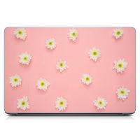 Наклейка на ноутбук Ромашки на рожевому Матовий