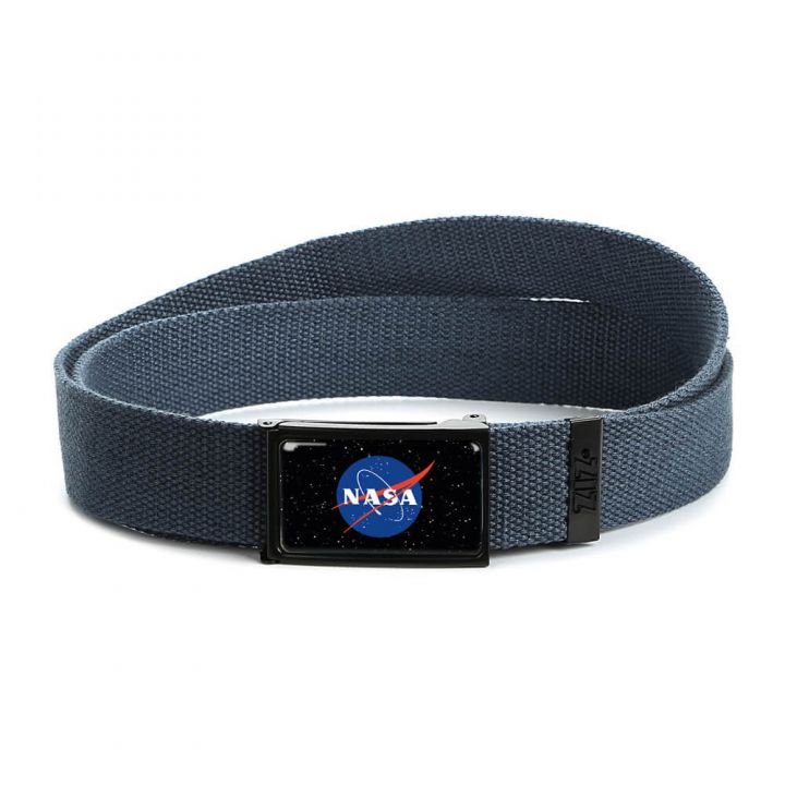 Ремень дизайнерский стильный с принтом и пряжкой НАСА Синий