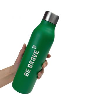 Термос для напоїв з малюнком стильний Be brave зелений