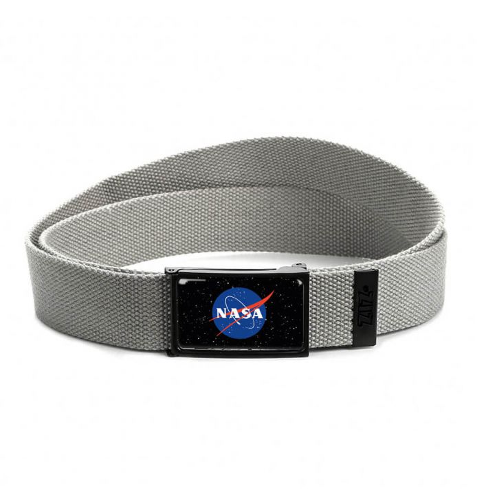 Ремень дизайнерский стильный с принтом и пряжкой НАСА Серый
