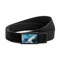 Ремінь тканинний стильний з принтом Океанічна хвиля чорний