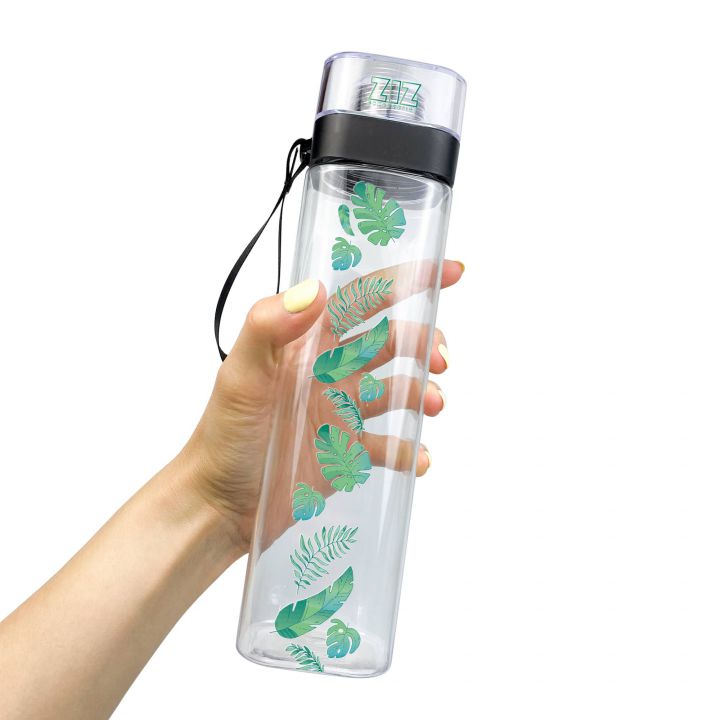 Спортивная бутылка для воды с принтом Пальмовые листья