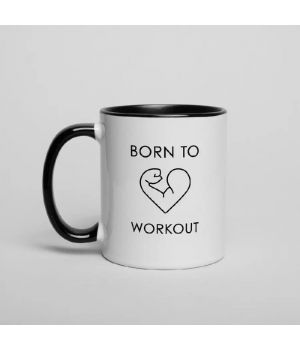 Чашка Born to workout, Чорний, англійська, 330 мл