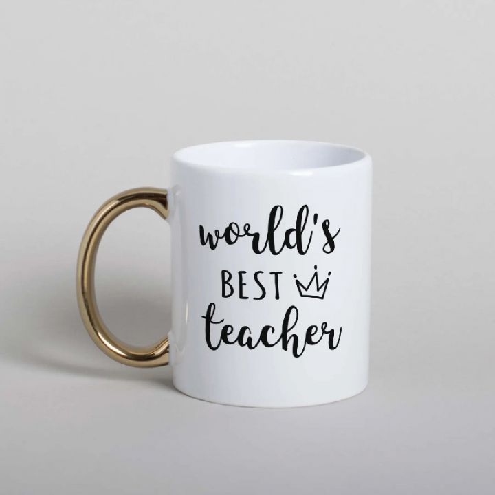 Чашка World`s best teacher, Білий-золотий, англійська, 330 мл